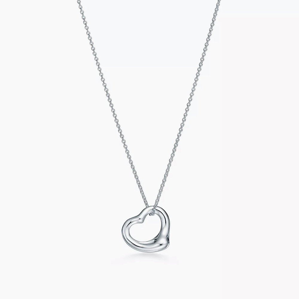 Tiffany & Co. Elsa Peretti Open Heart Pendant Necklace Sterling Silver